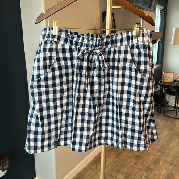 JustFab Blue & White Gingham Mini Skirt with Drawstring Waist & Pockets - XXL - Picture 1 of 7